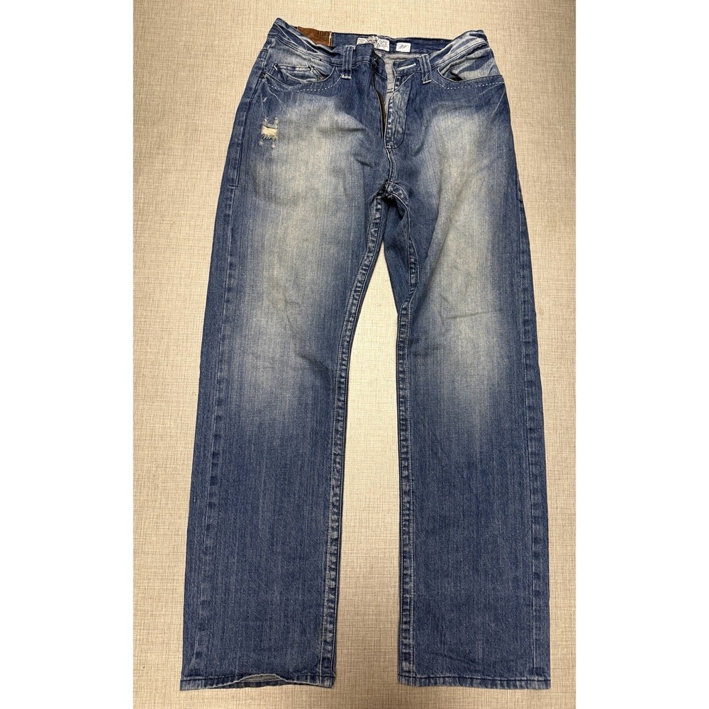 Akademiks Jeans Men 34 Blue Good‎ Distressed Embroidered Flap Pocket Y2K